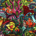 Coral reef fish colorful painting, tropical underwater scene