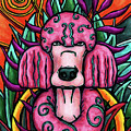 Standard Poodle dog painting, pink poodle